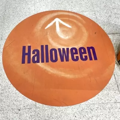 hand illustrated orange swirl for Halloween at Waitrose 